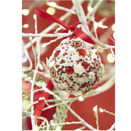 Glob brad Craciun Thousand Pearls, 7.5 cm, alb - BraziPremium By OLLMA [3]