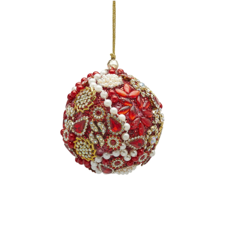 Glob brad Craciun Thousand Pearls, 8 cm, rosu - BraziPremium By OLLMA