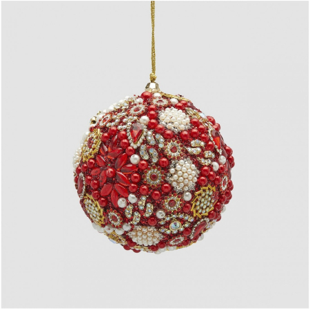 Glob brad Craciun Thousand Pearls, 10 cm, rosu - BraziPremium By OLLMA [1]