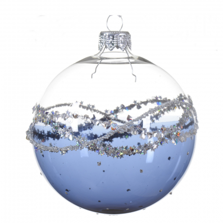ORNAMENTE BRAD - Glob brad de Craciun shiny, 8 cm, sticla, albastru - BraziPremium.ro