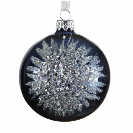 Globuri - Glob brad de Craciun shiny diamond, 8 cm, sticla, albastru - BraziPremium.ro