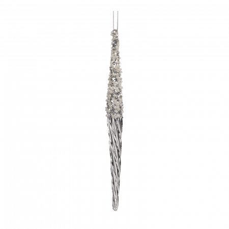 Frozen In Time - Glob brad model turture de sticla cu margele albe, 20 cm, transparent - BraziPremium.ro