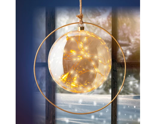 Glob decorativ cu 40 microled, diametru 26 cm, lumina alb cald, sticla - Brazipremium.ro [2]