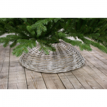 Husa premium pentru suport brad Craciun alb spalat, ratan, 62 x 18 cm [1]