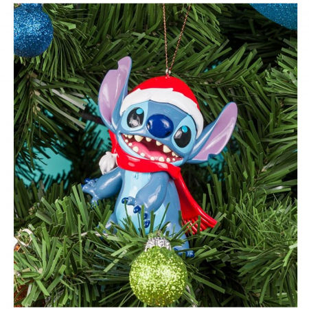 Ornament brad 3D Stitch Mos Craciun, 9 cm, albastru - BraziPremium By OLLMA [1]