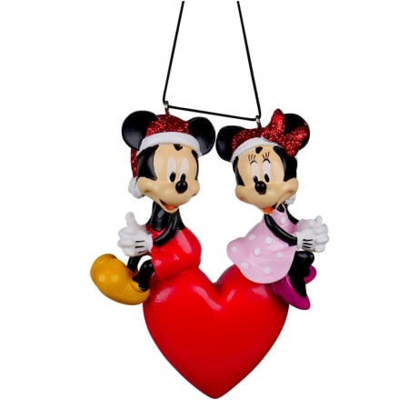 Disney Magic Christmas - Ornament brad 3D Mickey si Minnie indragostiti, 11 cm, multicolor - BraziPremium By OLLMA
