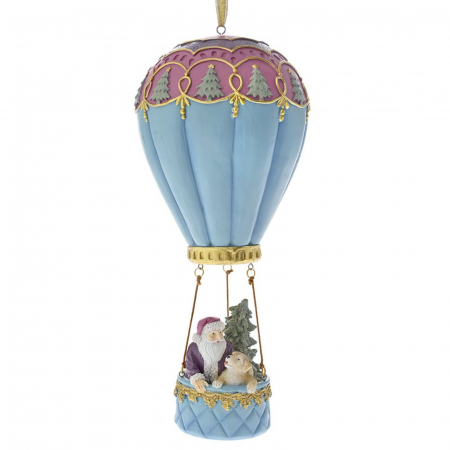 Candy Christmas - Ornament brad Balon cu aer cald, 15x15x35 cm, rasina, albastru - BraziPremium.ro