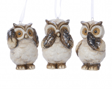 Ornament brad Bufnita, 7.5  cm, ceramica, maro - BraziPremium.ro [1]