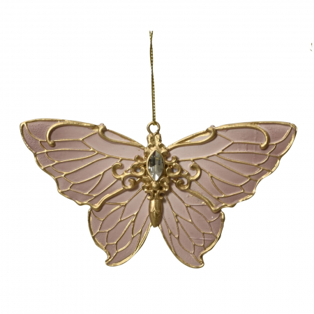 ORNAMENTE BRAD - Ornament brad model fluture, 14 cm, rasina, roz pudrat - BraziPremium.ro