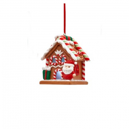 Candy Christmas - Ornament brad Casuta lui Mos Craciun, 8 cm, rasina, multicolor - BraziPremium.ro