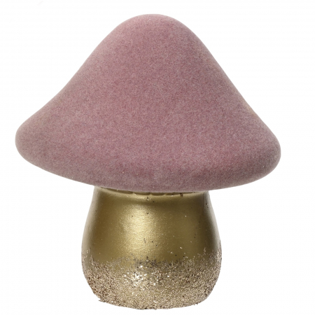 Figurine si animale - Ornament brad Ciupercuta catifea, 12 cm, ceramica, roz - BraziPremium.ro