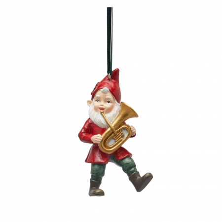ORNAMENTE BRAD - Ornament brad Gnom cu instrument muzical, 10 cm, multicolor - BraziPremium.ro