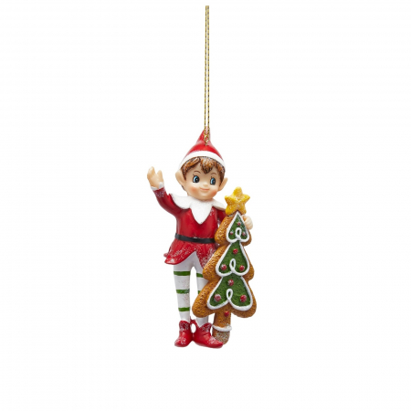 Candy Christmas - Ornament brad Elf cu fursec, 13 cm, multicolor - BraziPremium.ro