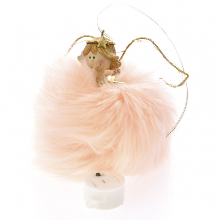 Figurine si decoratiuni pentru brad - Ornament brad Inger luminos, roz, 14 cm