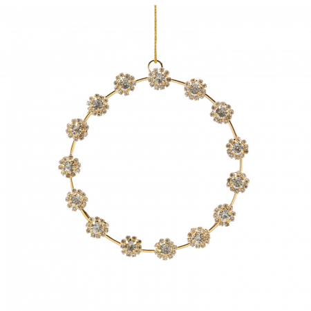 ORNAMENTE BRAD - Ornament brad model Coronita cu pietre, 10 cm, auriu - BraziPremium.ro