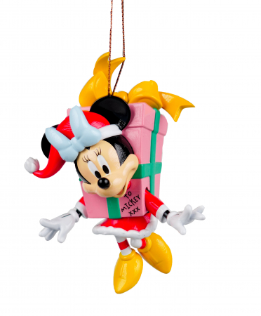 Disney Magic Christmas - Ornament brad Minnie Mouse cu cadou, Disney, 10 cm, multicolor - BraziPremium.ro