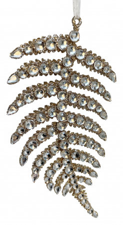ORNAMENTE BRAD - Ornament brad model bijuterie feriga cu pietre, 21 cm, auriu - BraziPremium.ro
