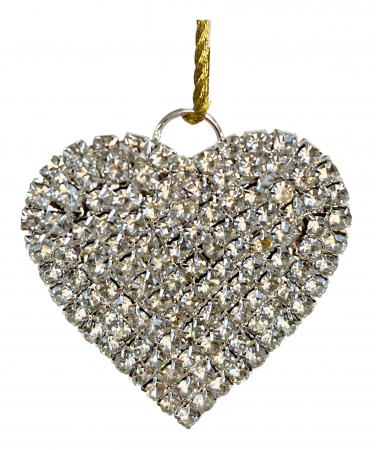 ORNAMENTE BRAD - Ornament brad model bijuterie Inima diamant,4 cm, argintiu - BraziPremium.ro