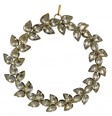 ORNAMENTE BRAD - Ornament brad model bijuterie rama cu pietre, 13 cm, auriu - BraziPremium.ro