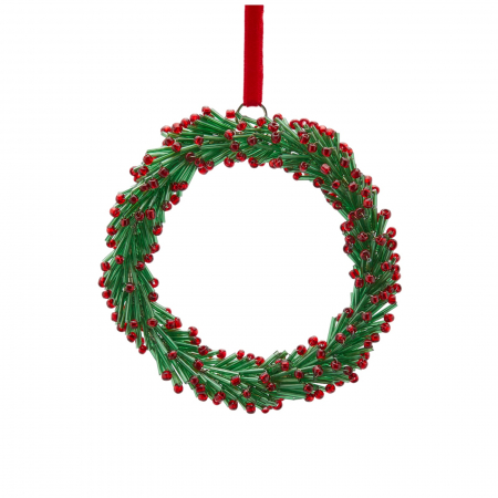 ORNAMENTE BRAD - Ornament brad model Coronita Red Berry, 10 cm, verde - BraziPremium.ro