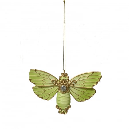 Frozen In Time - Ornament brad model fluture, 14 cm, rasina, verde - BraziPremium.ro