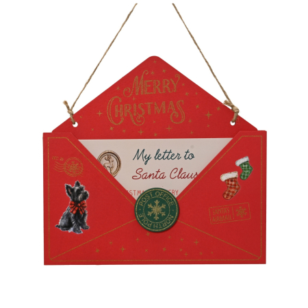 Ornament brad model Scrisoare catre Mos Craciun, 19 cm, rosu - BraziPremium By OLLMA