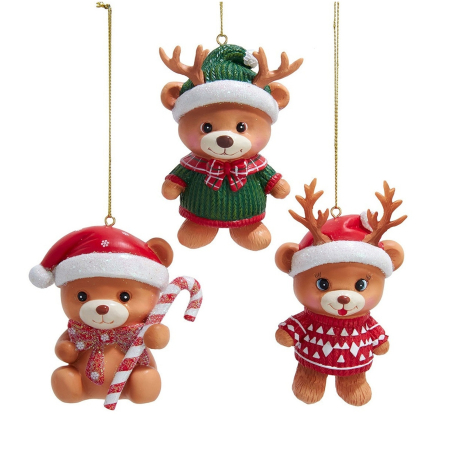 Ornament brad Ursulet cu caciula festiva, 10 cm, multicolor - BraziPremium By OLLMA [1]