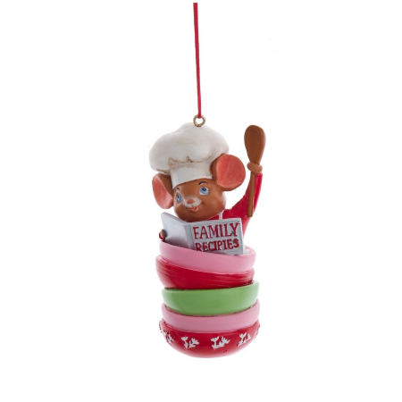 Ornament brad Soricelul bucatar cu carte de retete, 8 cm, multicolor - BraziPremium By OLLMA