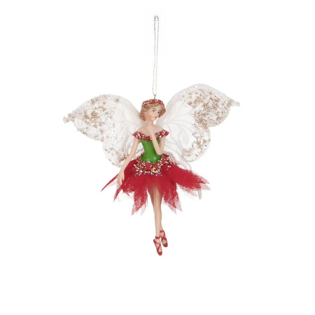 Ornament brad Zana cu aripi de fluture, 15 cm, rosu - BraziPremium By OLLMA