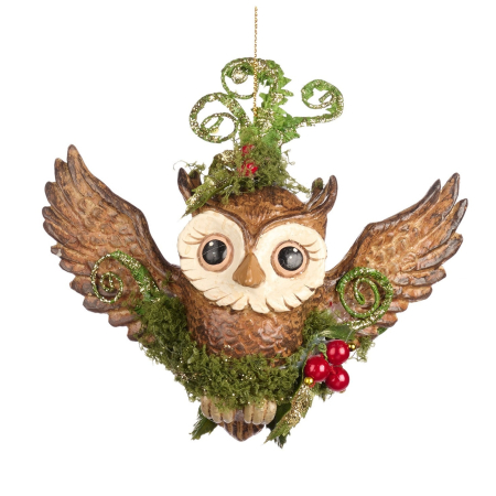 Ornament brad Bufnita din padure, 13 cm, maro - BraziPremium By OLLMA