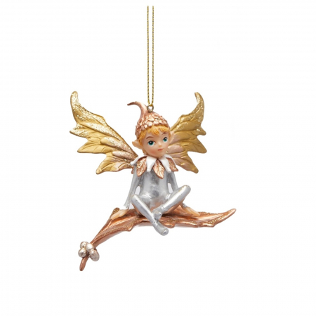 Forest Tale - Ornament brad Zana Padurii Aurora, 10 cm, auriu - BraziPremium.ro
