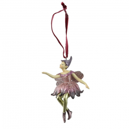 Figurine si decoratiuni pentru brad - Ornament brad Zana Rose, 6x9x10 cm, roz - BraziPremium.ro