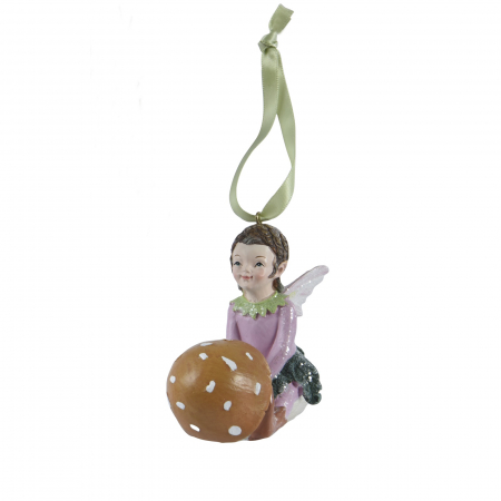 Ornament brad Zana Padurii cu minge, 8 cm, rasina, verde - BraziPremium.ro