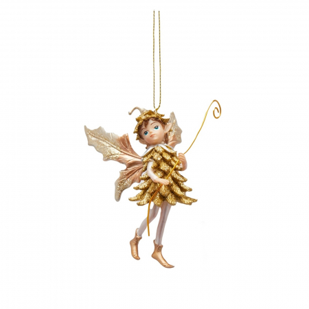 Forest Tale - Ornament brad Zana Padurii Dora, 10 cm, auriu - BraziPremium.ro