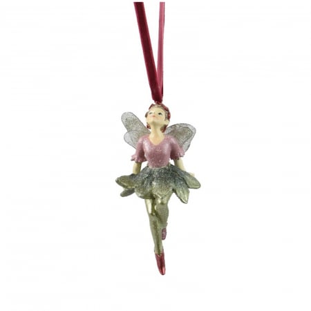 Figurine si decoratiuni pentru brad - Ornament brad Zana Fiona, 6x9x10 cm, verde - BraziPremium.ro