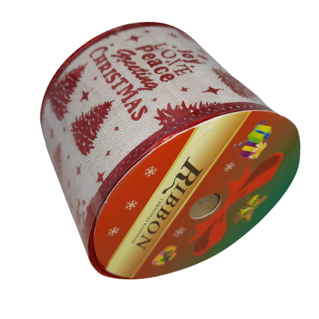Cadouri Craciun - Panglica decorativa pentru cadouri, 6 cm x 9 m, rosu - BraziPremium.ro