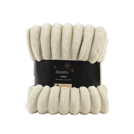 Patura decorativa cu dungi, 170x130 cm, crem - BraziPremium By OLLMA