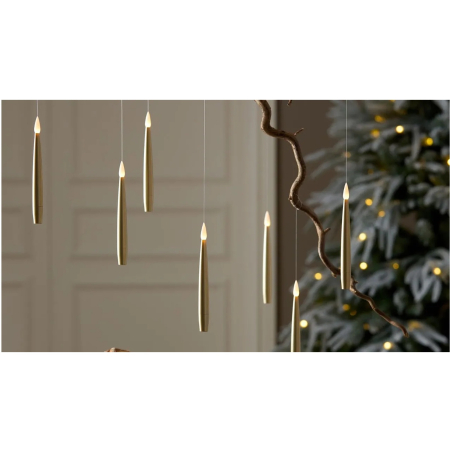 Set 10 Lumanari LED suspendate cu telecomanda, efect flacara, lumina calda, 15 cm, auriu - BraziPremium By OLLMA [2]