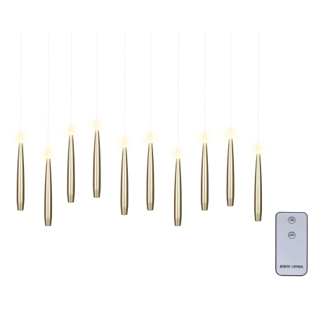 Instalatii - Set 10 Lumanari LED suspendate cu telecomanda, efect flacara, lumina calda, 15 cm, auriu - BraziPremium By OLLMA