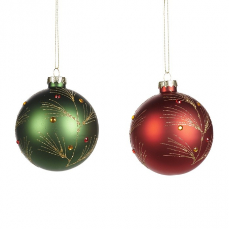 Globuri - Set 2 globuri Classic Christmas, sticla, 8 cm