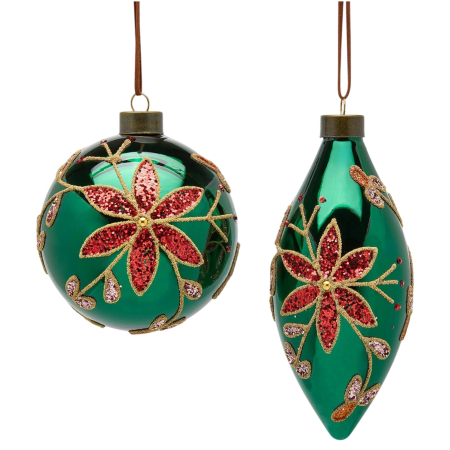 Forest Tale - Set 2 globuri brad Craciun Forest Green, 10 cm, verde - BraziPremium By OLLMA