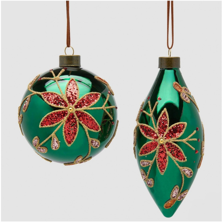 Set 2 globuri brad Craciun Forest Green, 10 cm, verde - BraziPremium By OLLMA [1]
