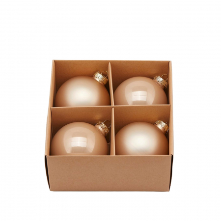 COLECTII CRACIUN 2025 - Set 4 globuri brad Christmas Dream, 8 cm, somon - BraziPremium.ro