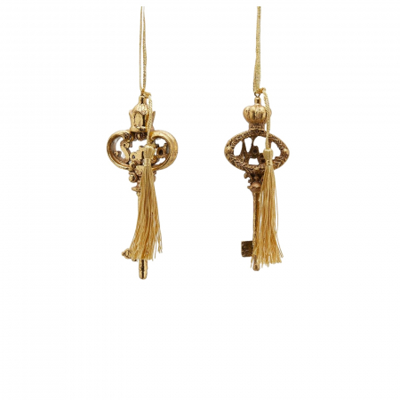 ORNAMENTE BRAD - Set 2 ornamente brad model Cheie, 13 cm, auriu - BraziPremium.ro