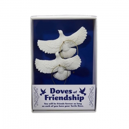 Set 2 ornamente brad Turturelele Prieteniei - Singur Acasa 2, 9 cm, alb - BraziPremium.ro