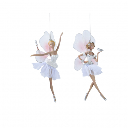 Frozen In Time - Set 2 ornamente brad Zana, 17 cm, rasina, alb - BraziPremium.ro
