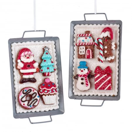 Candy Christmas - Set 2 ornamente tava cu  turta dulce, 13 cm, metal, multicolor - BraziPremium.ro