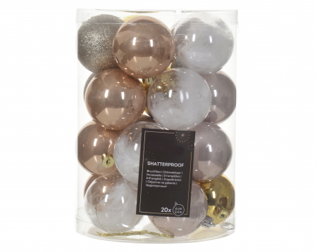 Set 20 globuri brad Craciun, sticla, 6 cm - BraziPremium.ro