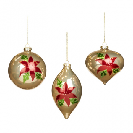 Globuri - Set 3 globuri brad Magic Christmas, sticla, 10 cm