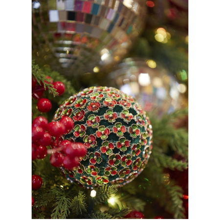 Set 3 globuri brad Craciun cu flori decorative, 10 cm, multicolor - BraziPremium By OLLMA [2]